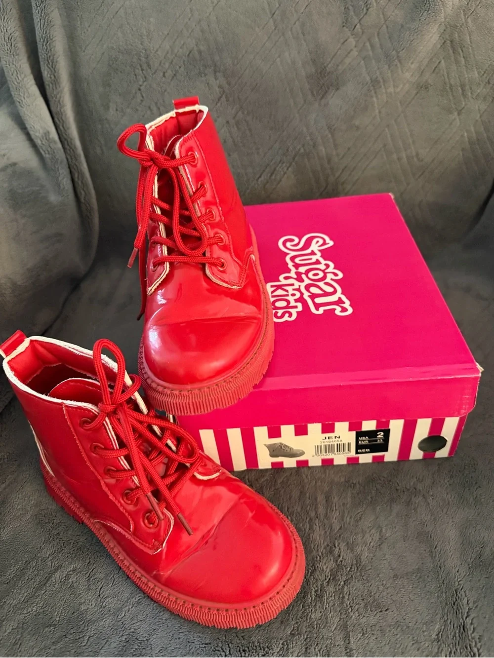 Sugar Kids’ Red Lace-Up Kids Boots